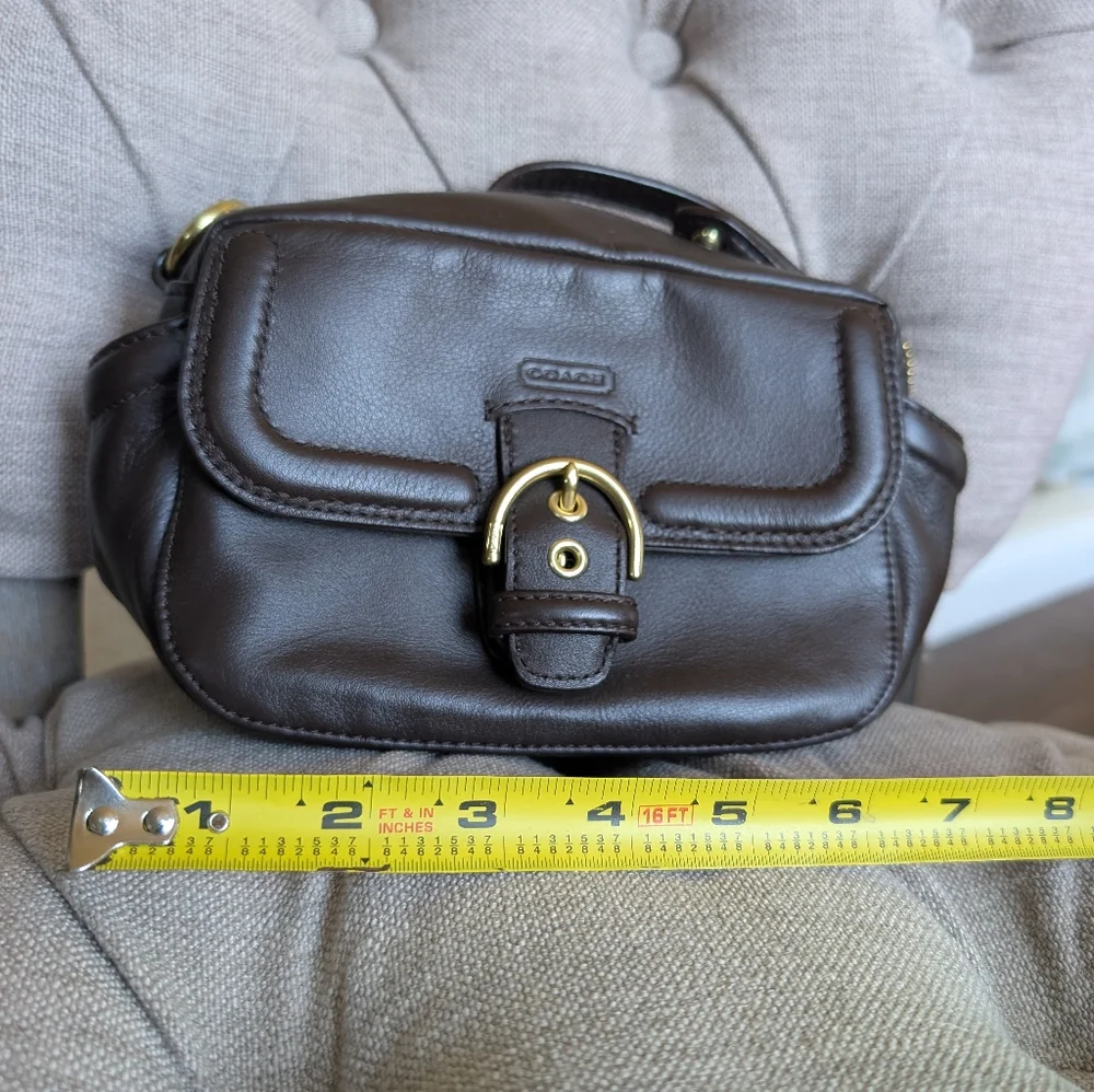 COACH Campbell Leather Camera Bag Crossbody Brown F25150